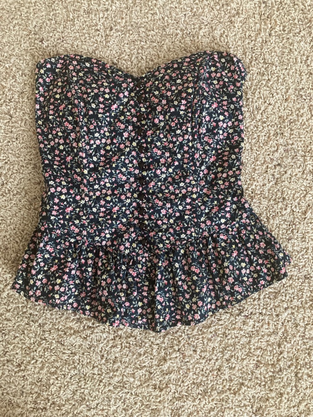 Monteau Black Floral Corset Top - Picture 4 of 8